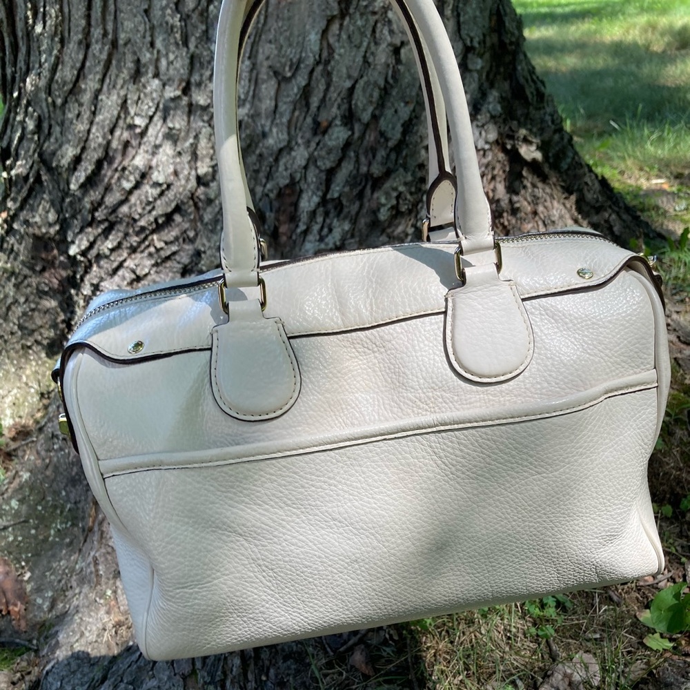 Coach Mini Bennett White Cream Chalk Color Soft Pebbled Leather Satchel Hand Bag - Picture 6 of 17